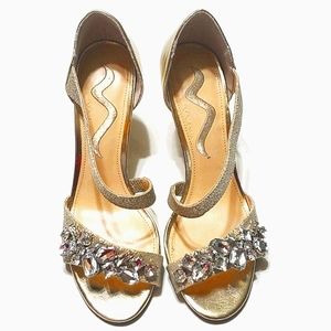 Nina Champagne Gold Bling Faux Diamonds Size 7M